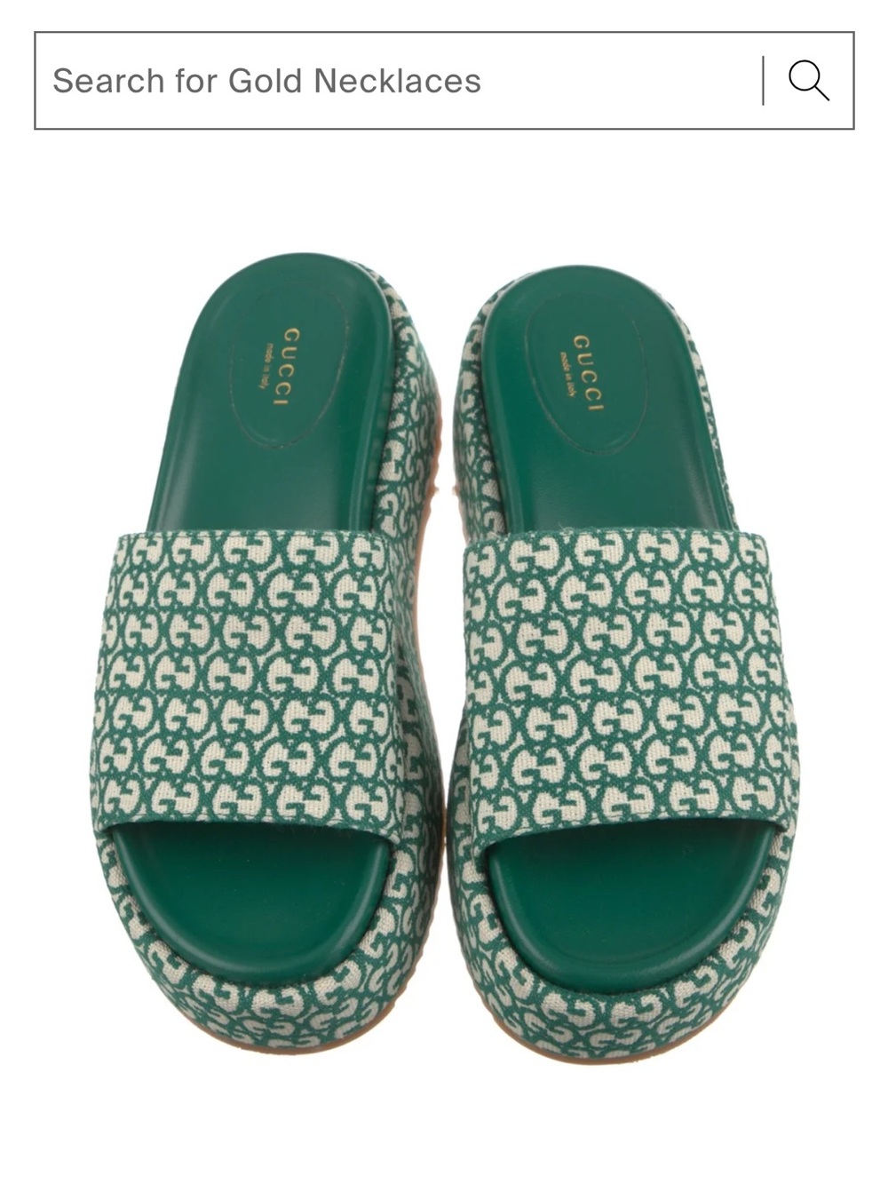 Gucci Green Jacquard Platform Slide Mule - Picture 3 of 3